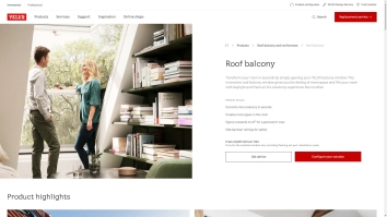 Screenshot of Velux website